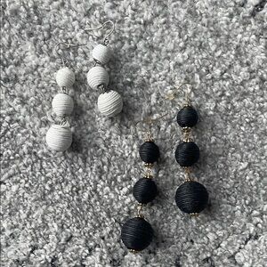 Chic Black and White Beaded Earrings